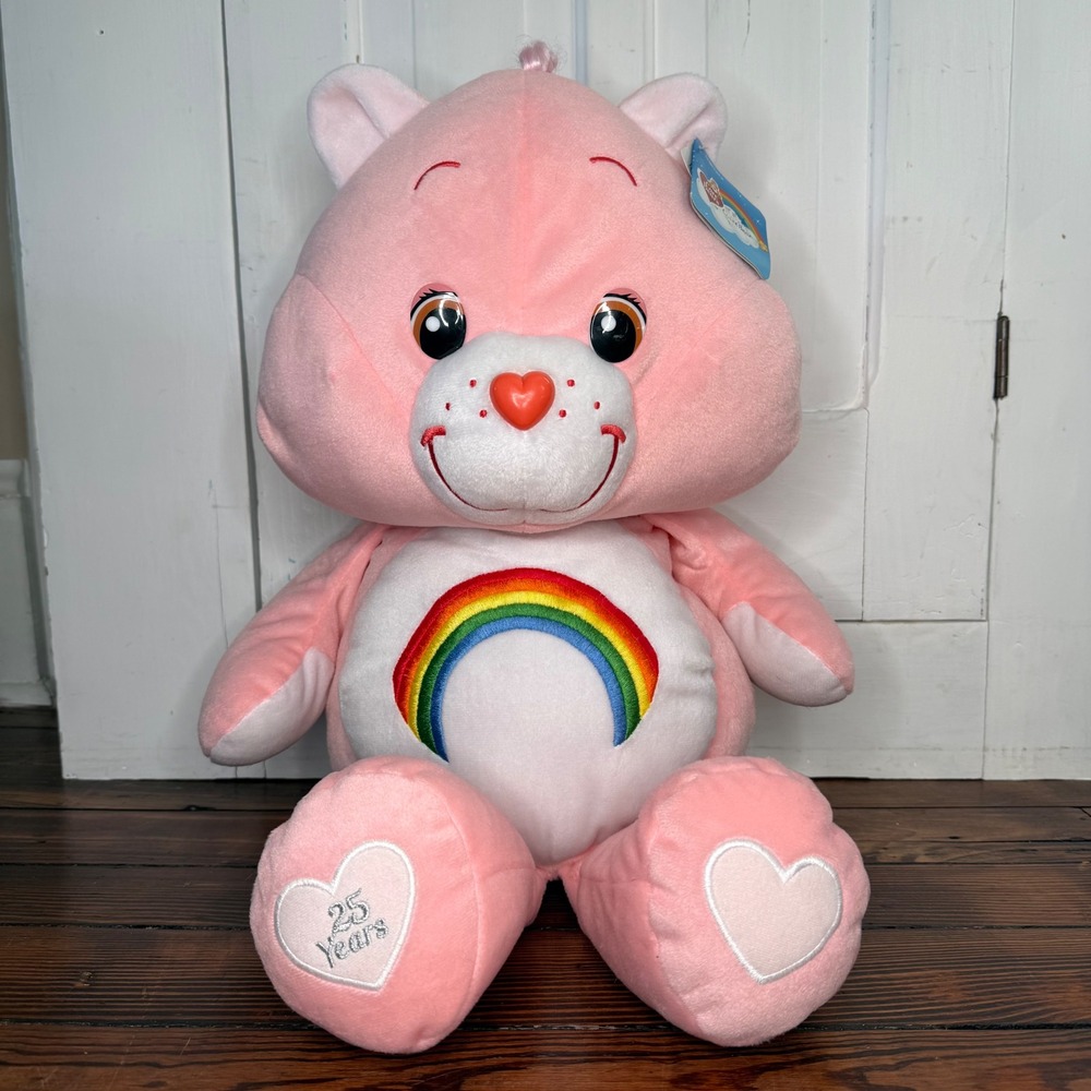 Care Bears Cheer Bear 25th Anniversary Jumbo Plush 25 Inch Pink Rainbow 2007